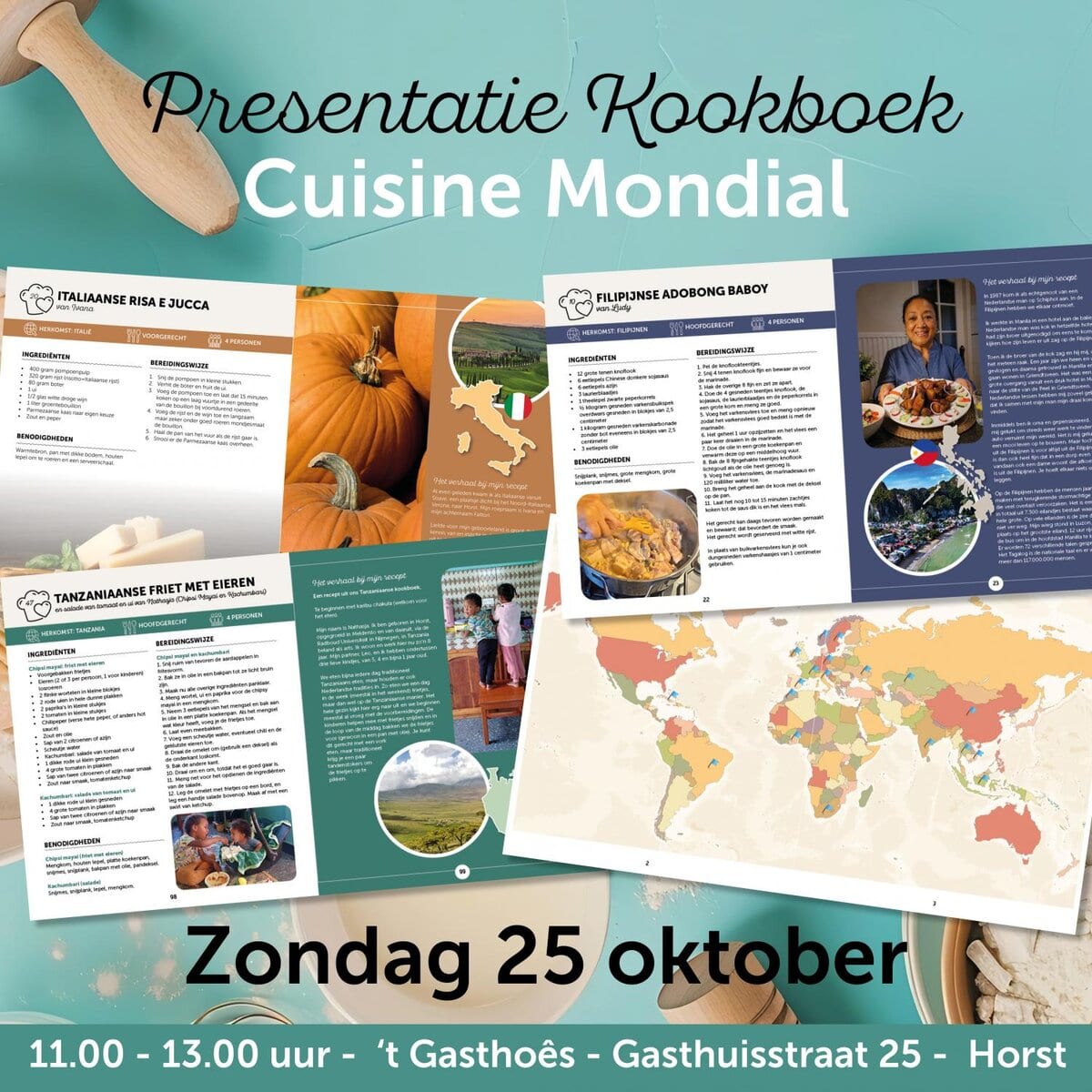 Presentatie Kookboek, beeld van de organisator